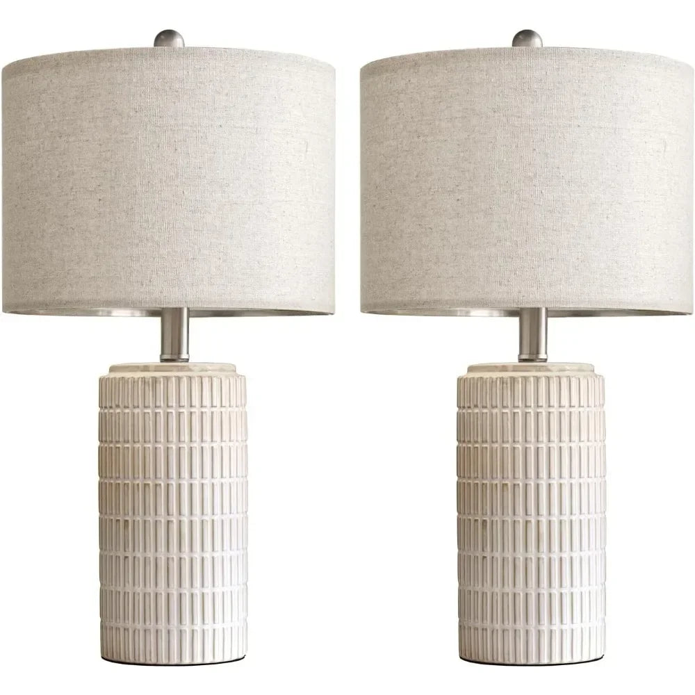 23" Modern Ceramic Table Lamp Set of 2 for Living Room White Desk Lamps for Bedroom Farmhouse Bedside Nightstand Bedside