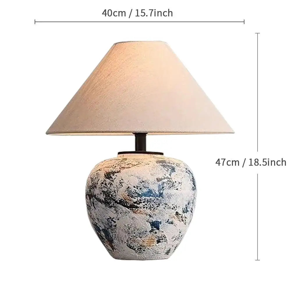 Wabi-sabi Ceramic Table Lamp Bedside Desk Lamp Decoration For Bedroom Light Fixture Japanese-style Table Lamp For Living Room