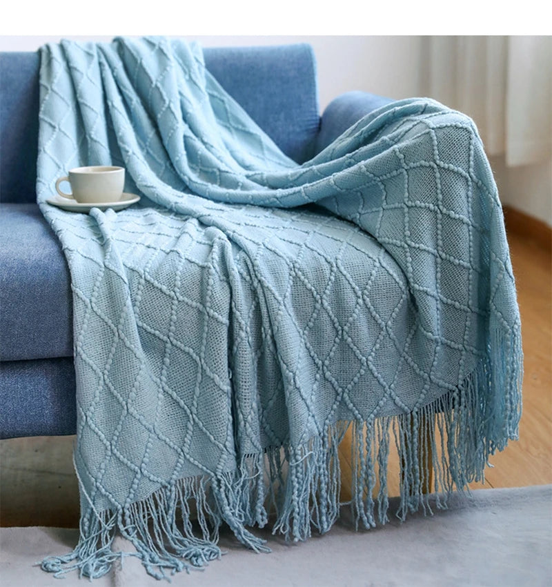 Green Oversized Throw Blanket Textured Solid Soft Sofa Couch Decorative Knitted Blanket Cozy Farmhouse Gift Sofa Bed Blankets