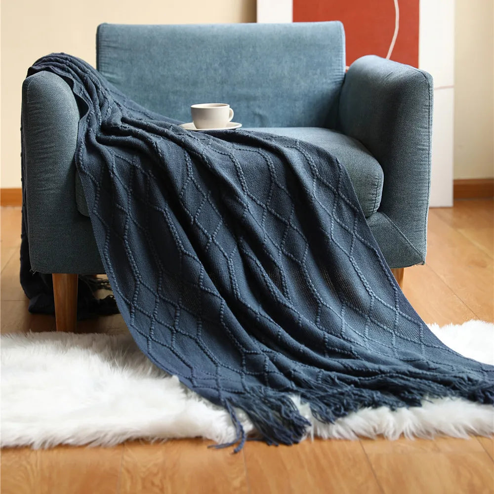 Green Oversized Throw Blanket Textured Solid Soft Sofa Couch Decorative Knitted Blanket Cozy Farmhouse Gift Sofa Bed Blankets