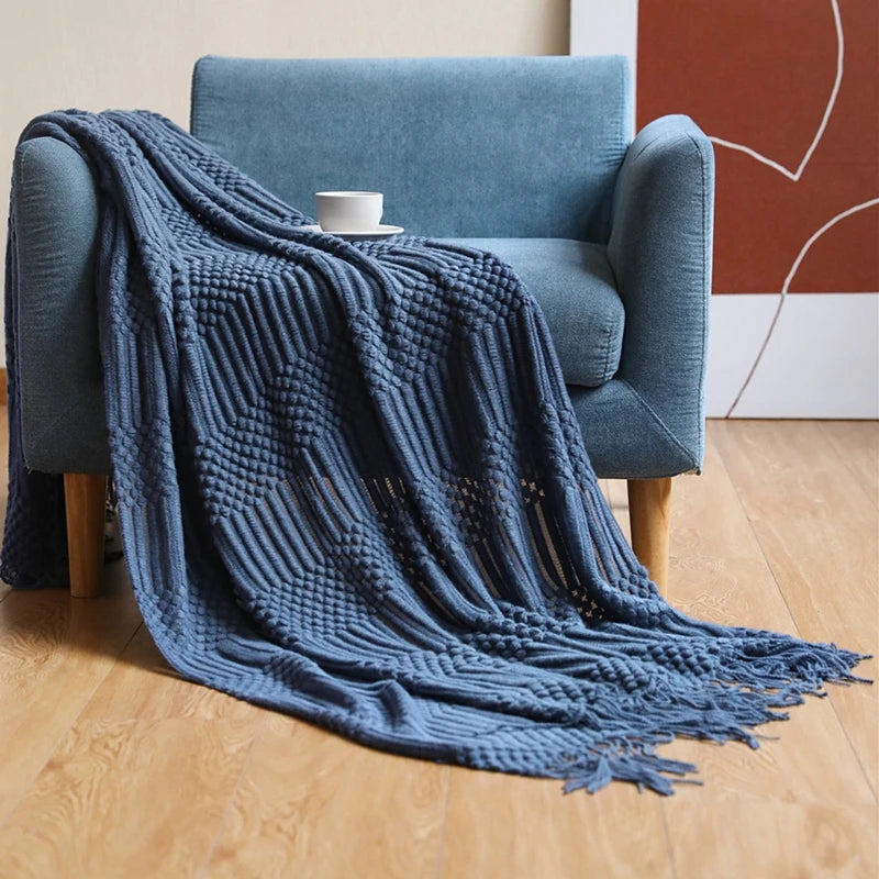 Green Oversized Throw Blanket Textured Solid Soft Sofa Couch Decorative Knitted Blanket Cozy Farmhouse Gift Sofa Bed Blankets