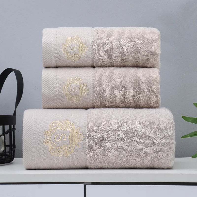 3pcs Waffle Towel Set Household Cotton Face Towel Hand Bath Towel Bath Linen Set For Bathroom 1 Bath Towel & 2 Hand Towels Cream