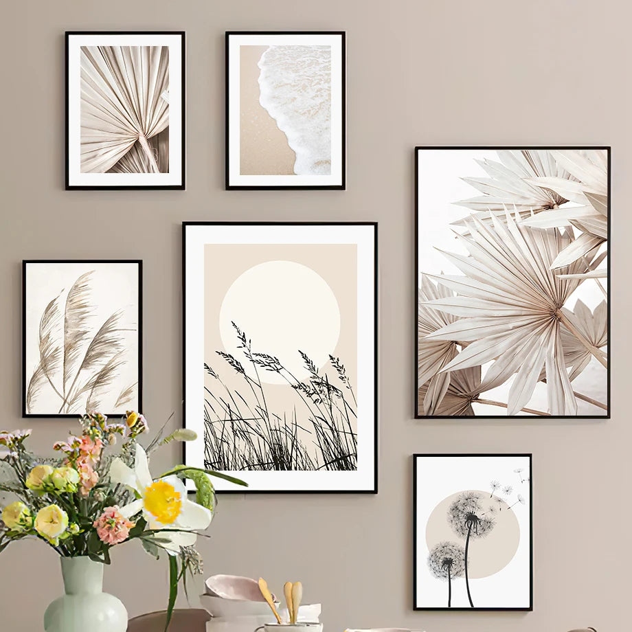 Canvas Painting Dandelion Reed Flower Plants Leaves Abstract Nordic Posters And Prints Wall Art Pictures For Living Room Decor