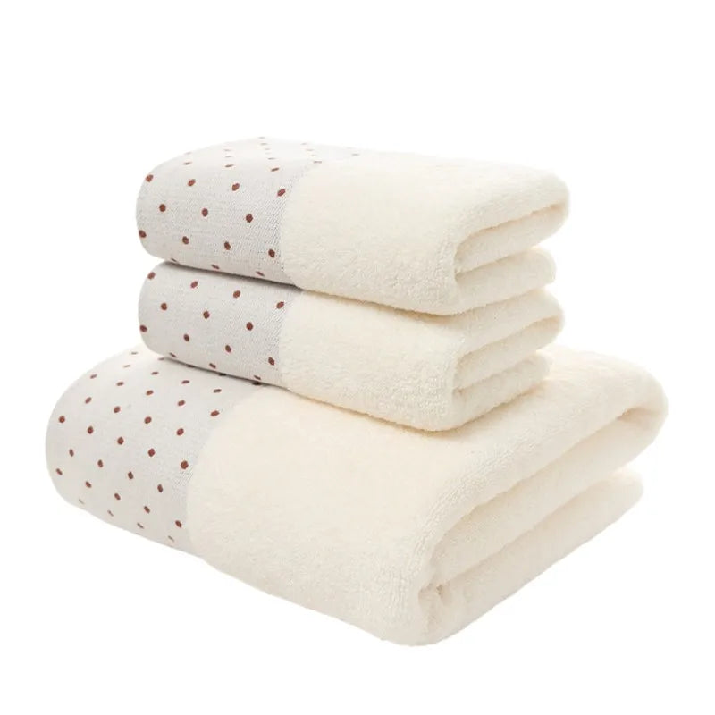 3pcs Waffle Towel Set Household Cotton Face Towel Hand Bath Towel Bath Linen Set For Bathroom 1 Bath Towel & 2 Hand Towels Cream