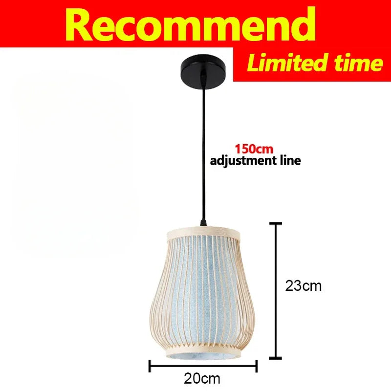 Bamboo Chandelier Pendant Lamp Hanging Wood Ceiling Light Decor LED Chinese Hand Kitted Handmade Lighting for Home Living Room