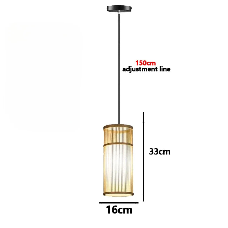 Bamboo Chandelier Pendant Lamp Hanging Wood Ceiling Light Decor LED Chinese Hand Kitted Handmade Lighting for Home Living Room